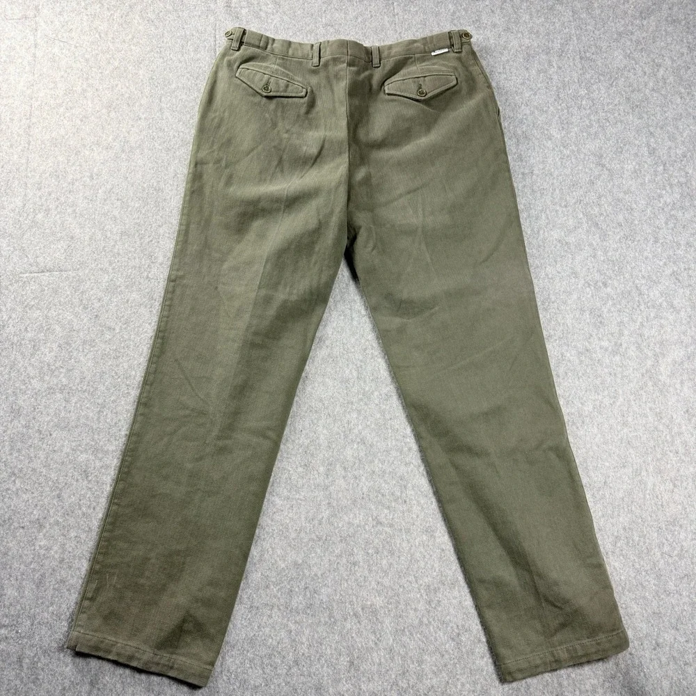 Aquascutum AquaSport Mens 38x33 Olive Green Cotton Pleated Pants Made Italy
